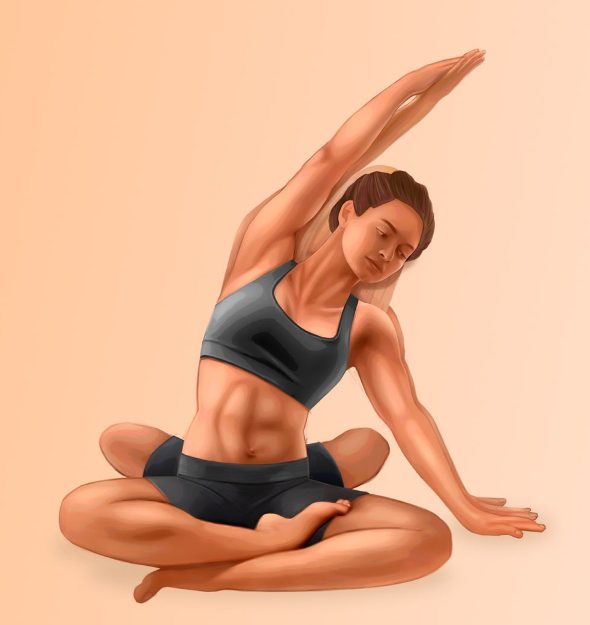 Easy pose with side bend